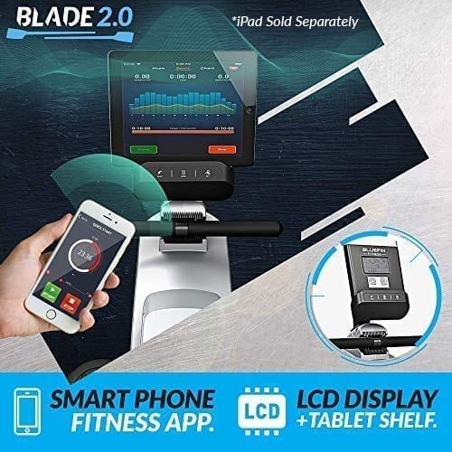 BLADE Home Gym Foldable Rowing Machine | Magnetic Resistance Rower | 8 x Tension Levels | Smooth Belt Drive | LCD Digital Fitness Console | Smartphone App | Black & Grey Silver | Fitness Equipment Shop | Massage Vibration Plates for Weight Loss and Fitness