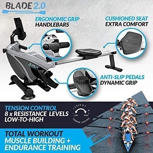 features BLADE Home Gym Foldable Rowing Machine